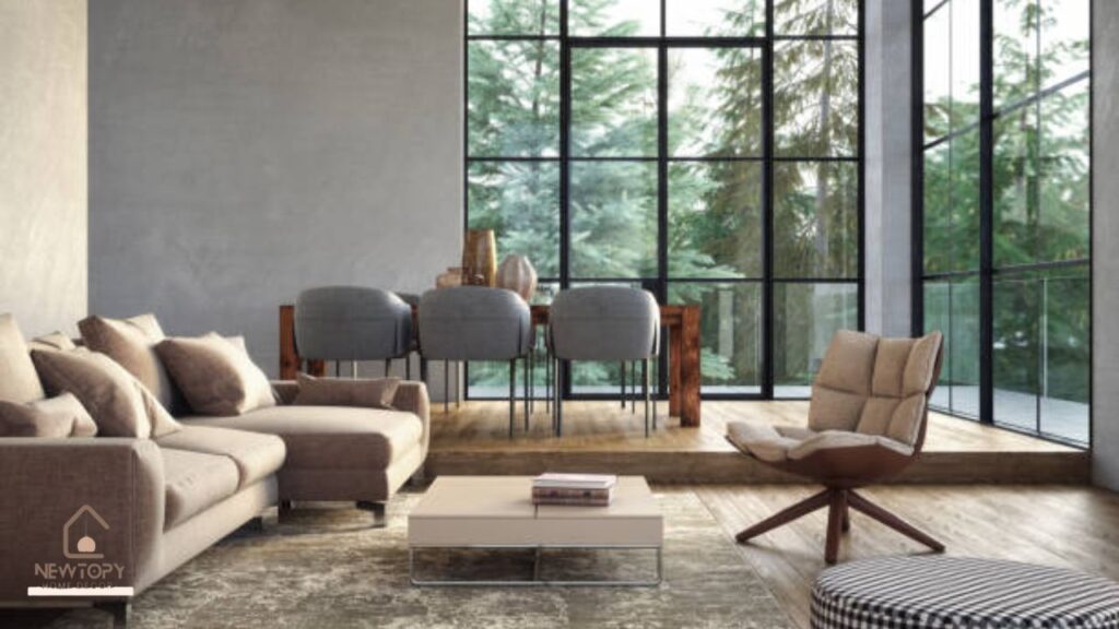 Grey and Beige Living Room - Newtopy