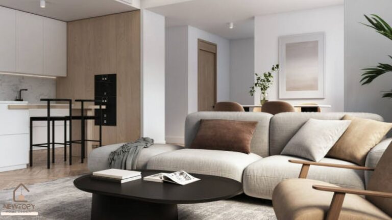 Grey and Beige Living Room - Newtopy
